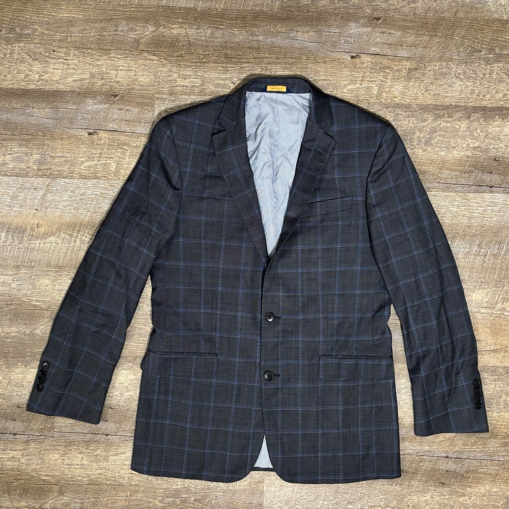 BROOKS BROTHERS Explorer Regent Fit Blazer 40L Gray Plaid Two Button Window Pane - Picture 1 of 11